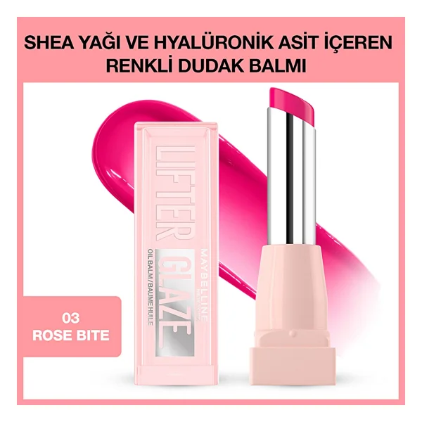 Maybelline New York Lifter Glaze 03 Rose Bite Renkli Dudak Balmı - Görsel 4