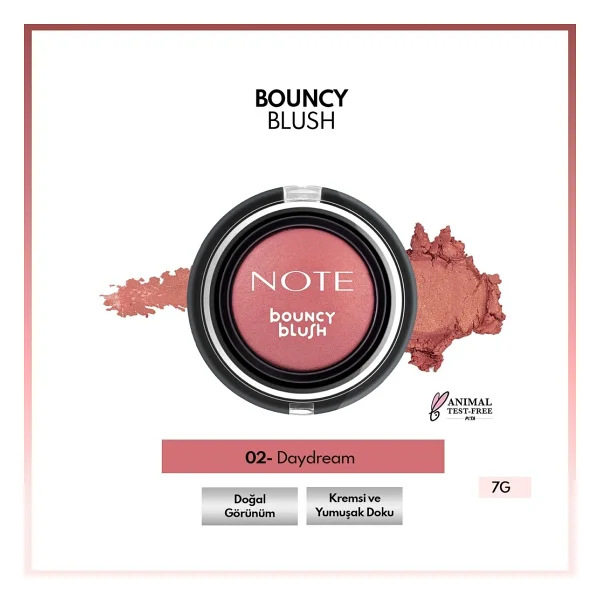 Note Bouncy Blush 02 Daydream Krem Allık - Görsel 9