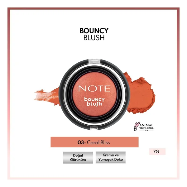 Note Bouncy Blush 03 Coral Bliss Krem Allık - Görsel 2