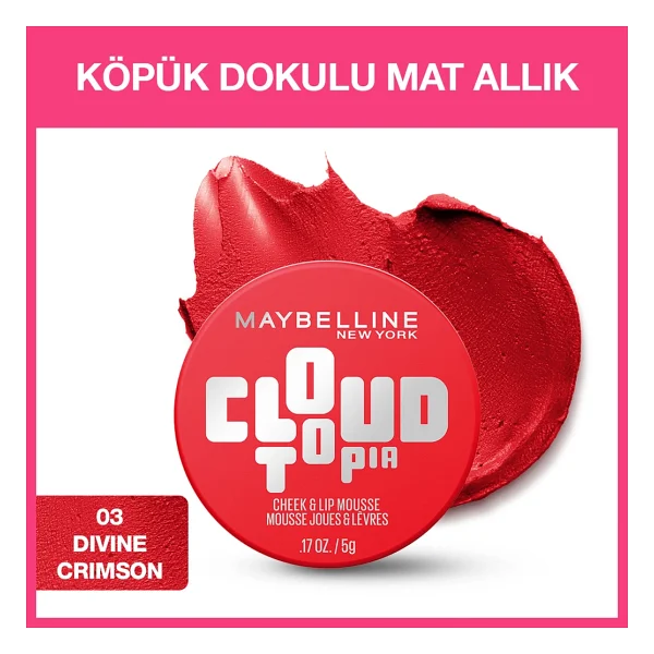 Maybelline New York Cloudtopia Mat Divine Crimson Köpük Allık - Görsel 2
