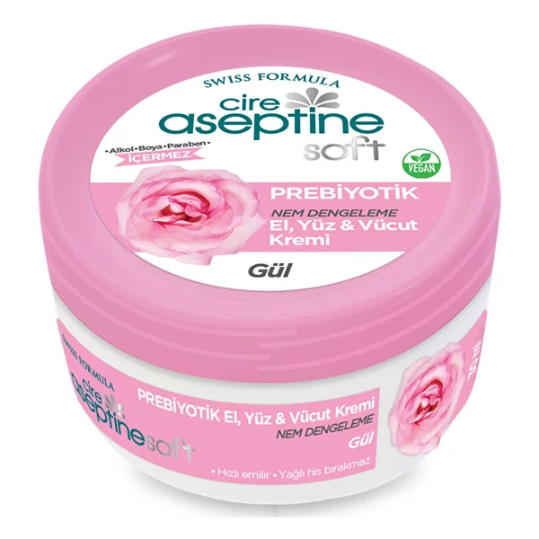 Cire Aseptine Soft Gül Özlü Nem Dengeleyici ve Besleyici Prebiyotikli Krem 30 ml - Görsel 4