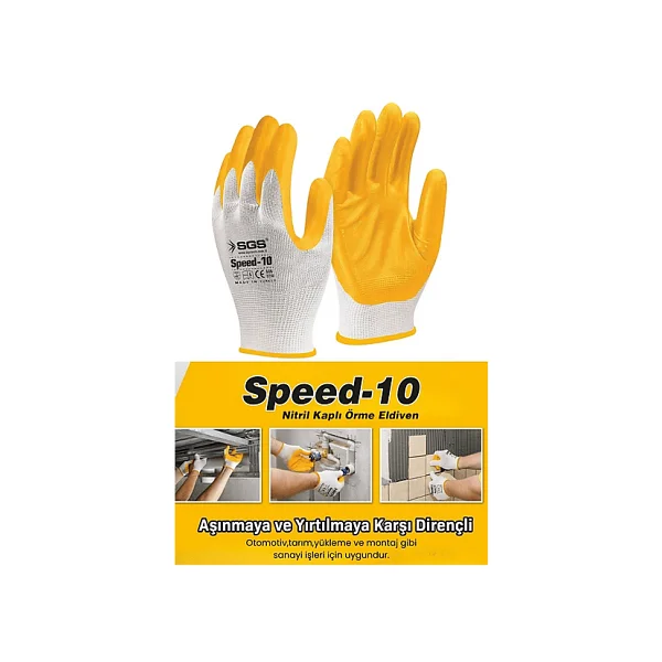 Sgs SGS7710 Speed 10 Nitril Kaplama Örme Sarı İş Eldiveni - Görsel 2