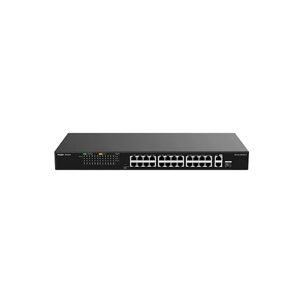 Ruijie Reyee RG-ES126FGS-P 24 Port PoE 2 Uplink + 1 SFP 370W Rackmount Switch - Görsel 3