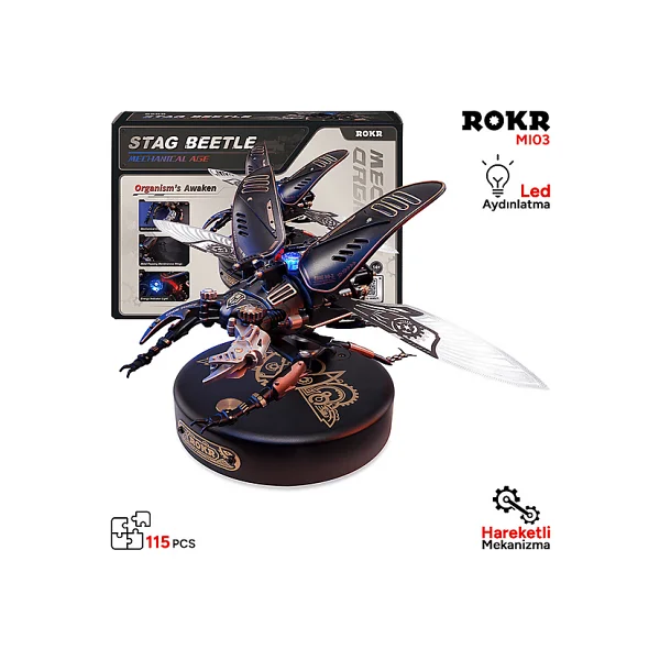 Rokr MI03 Stag Beetle Hareketli Ahşap Maket - Görsel 2