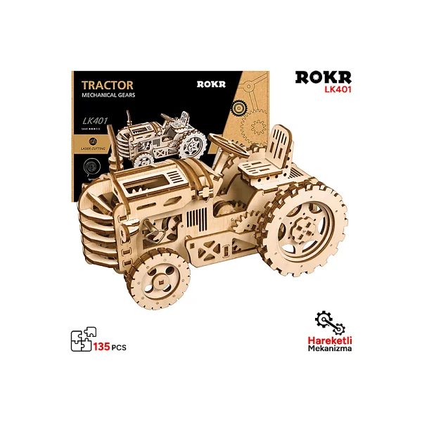 Rokr LK401 Traktör Tractor Hareketli Ahşap Maket - Görsel 2