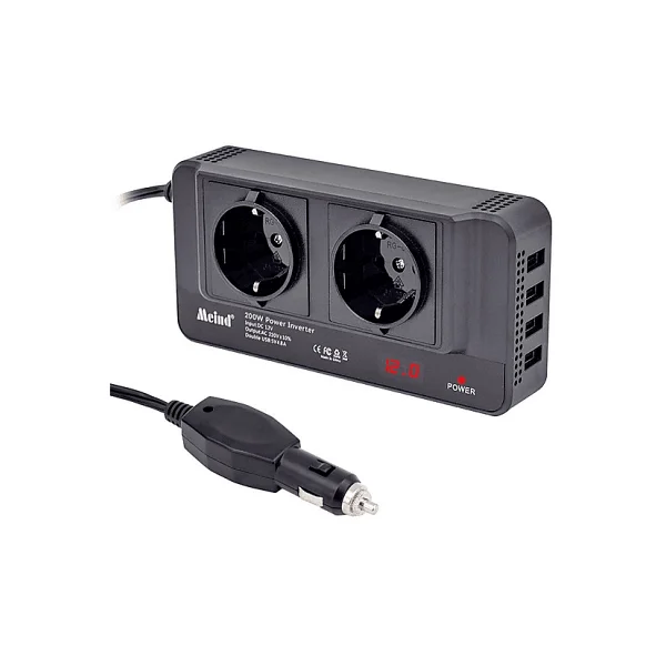 Powermaster 200 W DC12V AC220V Çakmak Kablolu Inverter X4USB Çıkışlı - Görsel 6