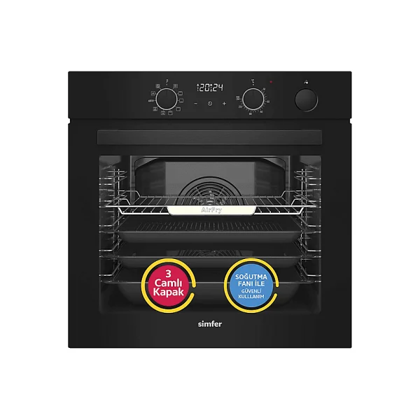 Simfer 8244 Steam Master Siyah Ankastre Fırın - Görsel 3