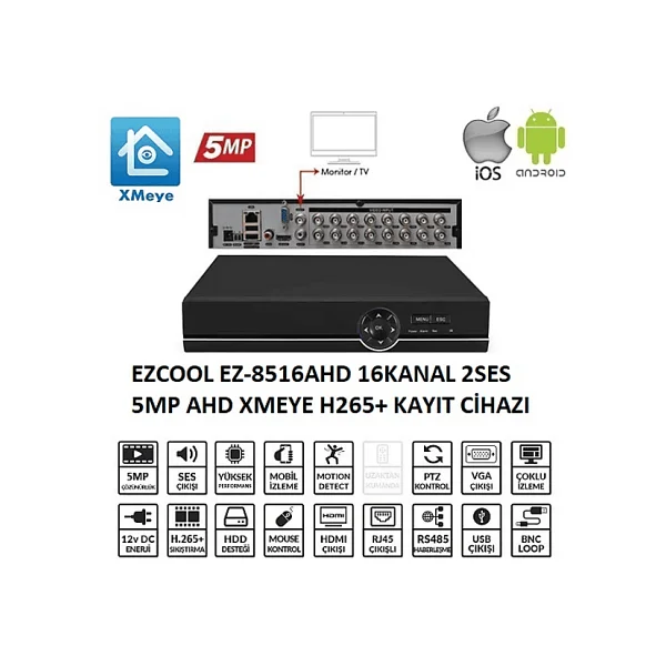 Ezcool EZ-8516AHD 16 Kanal XVR Kayıt Cihazı - Görsel 5