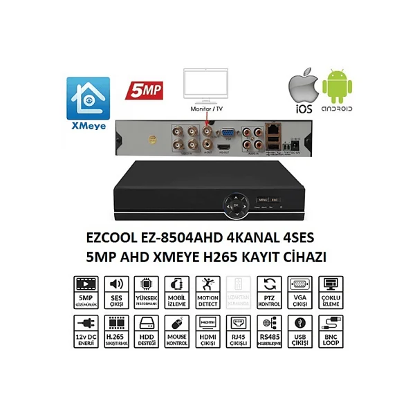 Ezcool EZ-8504AHD Full HD 4 Kanal XVR Kayıt Cihazı - Görsel 6