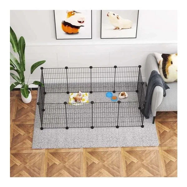 hodbehod Evcil Küçük Hayvan Kedi Köpek Kuş Evi Kafesi Oyun Parkı Portatif Taşınabilir Metal Tel 12 Panel - Görsel 3