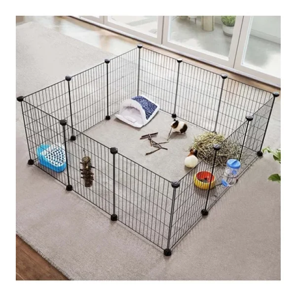 hodbehod Evcil Küçük Hayvan Kedi Köpek Kuş Evi Kafesi Oyun Parkı Portatif Taşınabilir Metal Tel 12 Panel - Görsel 6