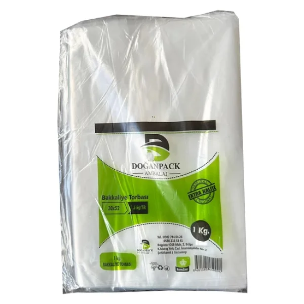 Doğanpack Şeffaf Naylon 5 Lik 30X52 Cm. Bakkaliye Poşeti Torbası - 3 Kg. - Ort. 265 Adet - 3 Paket - Görsel 2