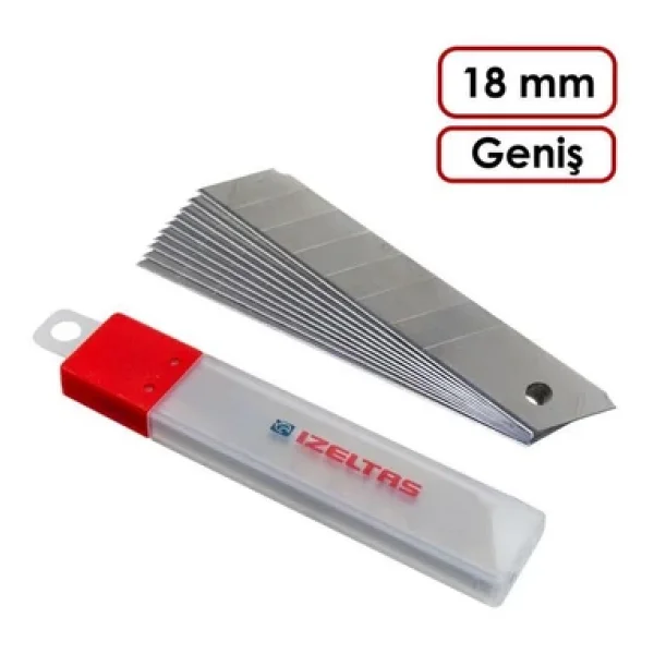 Izeltaş Pro Maket Bıçağı Geniş Yedek Bıçak 18 mm (10'lu) - Görsel 2