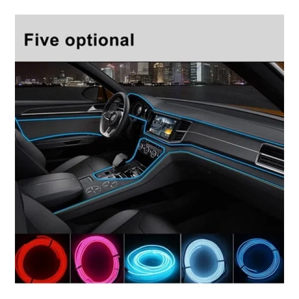 Universal Araba Araç Içi Torpido Ledi Ip Neon Ip Led El Wire 2 Metre Kırmızı - Görsel 3