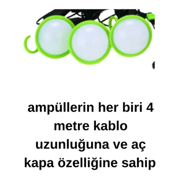 Güneş Enerjili Solar Şarjlı Çadır Kamp Aydınlatma Fener Seti Çok Foksiyonlu - Görsel 4