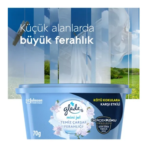 Glade Clean Temiz Çarşaf Ferahlığı 70 gr Mini Jel Oda Kokusu - Görsel 10