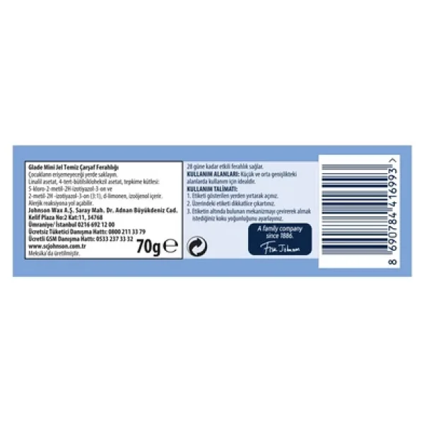 Glade Clean Temiz Çarşaf Ferahlığı 70 gr Mini Jel Oda Kokusu - Görsel 9