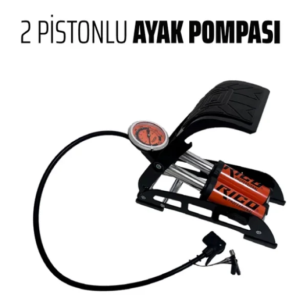 Rico 022-RC4075 Lastik Şişirme Pompası Çift Piston - Görsel 6