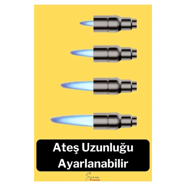 Svein Ayaklı Premium Doldurulabilir Depolu Vantuzlu 1300 Derece Torch Kamp Mangal Piknik Pürmüz Çakmak - Görsel 4
