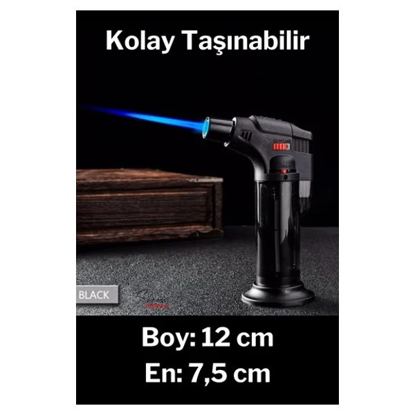 Svein Ayaklı Premium Doldurulabilir Depolu Vantuzlu 1300 Derece Torch Kamp Mangal Piknik Pürmüz Çakmak - Görsel 5