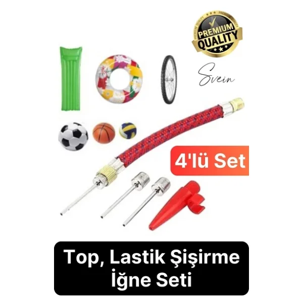 5 Parça Hava Şişirme Ucu İğnesi Aparatı Sibop Seti Spor Topu Basketbol Futbol Bisiklet Lastik Amaçlı - Görsel 2