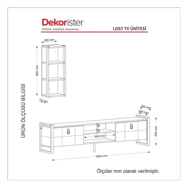 Dekorister Exclusive Lost Metal Ceviz TV Ünitesi - Görsel 9