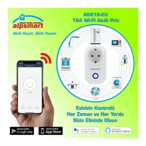 Alpsmart AS816EU 16 Amper Wi-Fi Akıllı Priz - Görsel 3