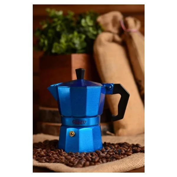 Taşev Piccolo 3 Fincan Mavi Moka Pot - Görsel 6