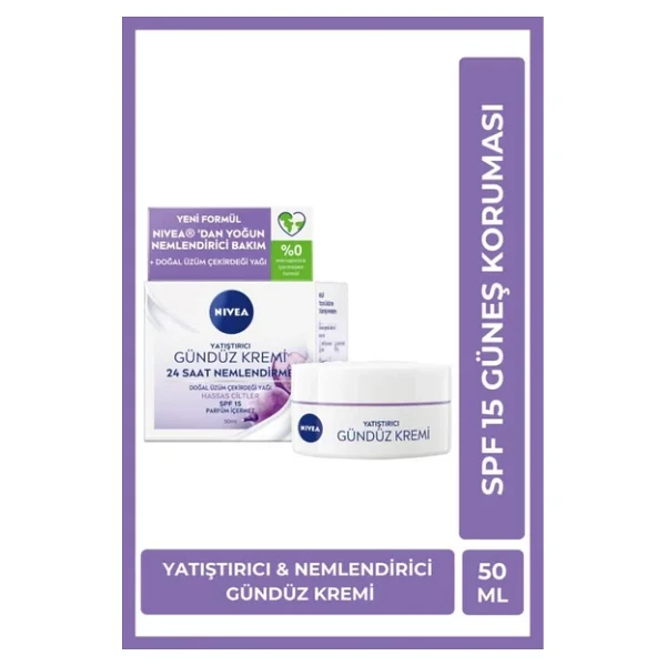 Nivea Yatıştırıcı Gündüz Kremi Doğal Üzüm Çekirdeği Yağı Hassas Ciltler - Görsel 2