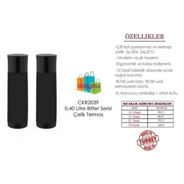 Cooker CKR-2039 Bitter 400 ml Çelik Termos - Görsel 2
