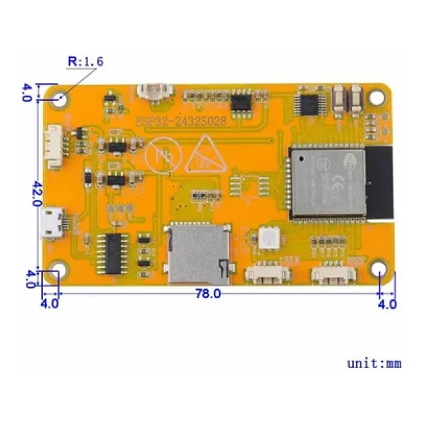 ESP32-2432S028R 2.8 inch Rezistif Dokunmatik Tft Lcd Modül 240x320 Pixel Rgb Led Ldr Usb Uart IO Se - Görsel 5