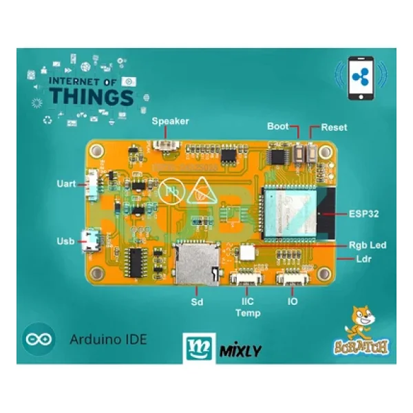 ESP32-2432S028R 2.8 inch Rezistif Dokunmatik Tft Lcd Modül 240x320 Pixel Rgb Led Ldr Usb Uart IO Se - Görsel 8
