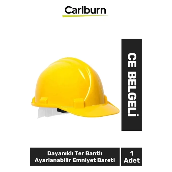 CE Belgeli Dayanıklı Ter Bantlı Ayarlanabilir Şantiye İnşaat İş Güvenliği Sarı Emniyet Bareti - Görsel 2
