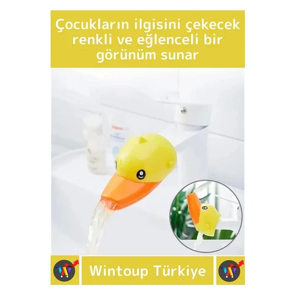 Premium Sağlam Pratik Kolay Montaj Çocuklar İçin İlgi Çekici Eğlenceli Sevimli Ördek Musluk Başlığı - Görsel 2