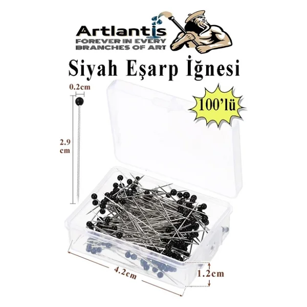 Eşarp İğnesi Siyah 100 Lü 1 Paket Türban İğnesi Başörtüsü Toplu İğne Şal Düğün Nikah Nişan Kına Sünnet Takı İğnesi - Görsel 2