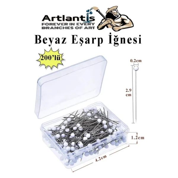 Eşarp İğnesi Beyaz 200 Lü 1 Paket Türban İğnesi Başörtüsü Toplu İğne Şal Düğün Nikah Nişan Kına Sünnet Takı İğnesi - Görsel 2