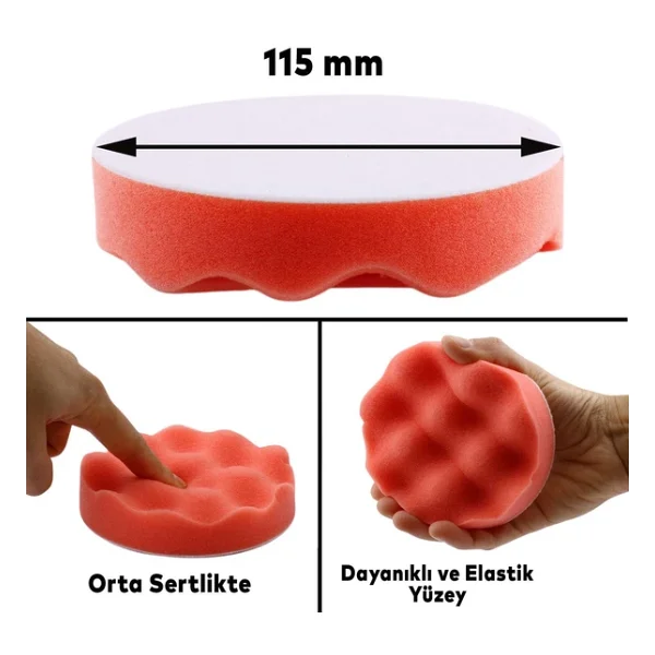 Oto Araç Araba Pasta Cila Polisaj Yumurta Ped Sünger 115 Mm Cırtlı Parlatıcı Çizik Giderici Parlatma Pet - Görsel 3