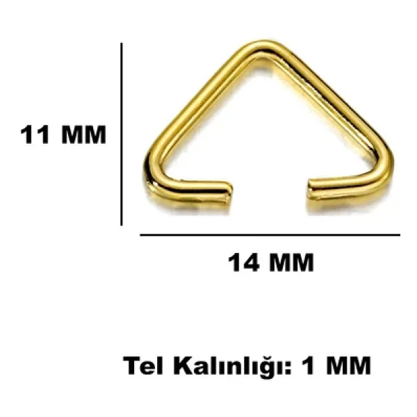 Anahtarlık Montaj Halkası Üçgen Takı Bağlantı Halkası 14x11 MM (1000 Adet) Gold - Görsel 5
