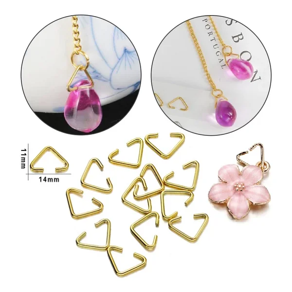 Anahtarlık Montaj Halkası Üçgen Takı Bağlantı Halkası 14x11 MM (1000 Adet) Gold - Görsel 3