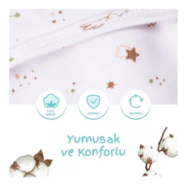 Sevi Bebe 0 -3 AY Desenli Kundak %100 Pamuk - YENİ - Görsel 2