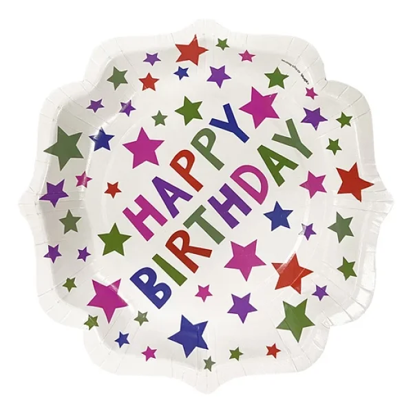 Yıldız Desenli Happy Bırthday Temalı Karton Tabak Bardak 8 li - Görsel 2