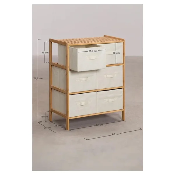 Digithome Bambu 6 Çekmeceli Dolap Çok Amaçlı Düzenleyici Organizer Şifonyer DB-0016 - Görsel 5