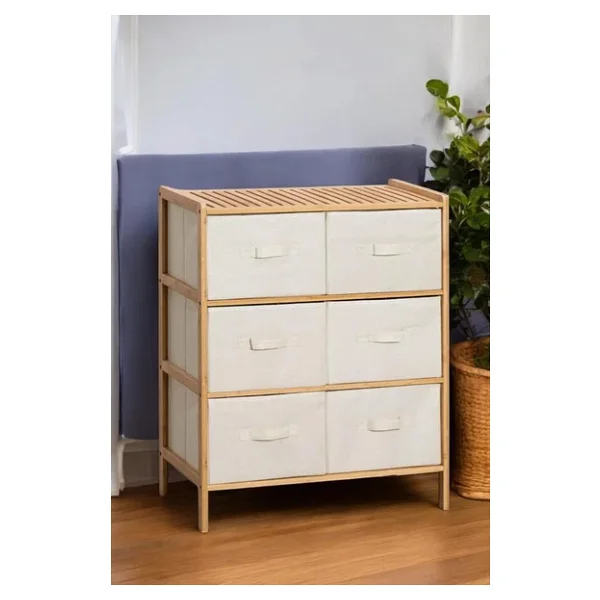 Digithome Bambu 6 Çekmeceli Dolap Çok Amaçlı Düzenleyici Organizer Şifonyer DB-0016 - Görsel 2
