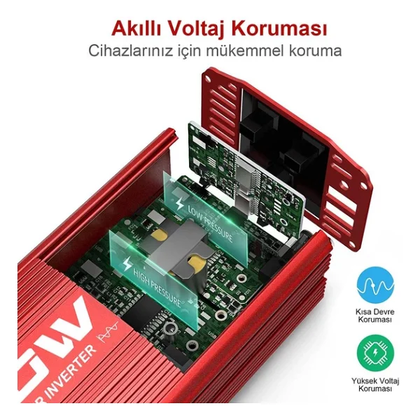 Kobb KBN750 12 V 220 V 750 W Tam Sinüs Dönüştürücü İnverter - Görsel 5