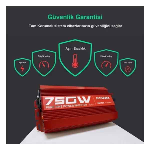 Kobb KBN750 12 V 220 V 750 W Tam Sinüs Dönüştürücü İnverter - Görsel 7
