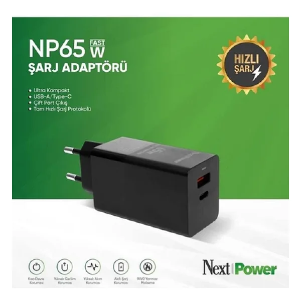 Next Power NP65W 65 W Hızlı Şarj Adaptörü - Görsel 3