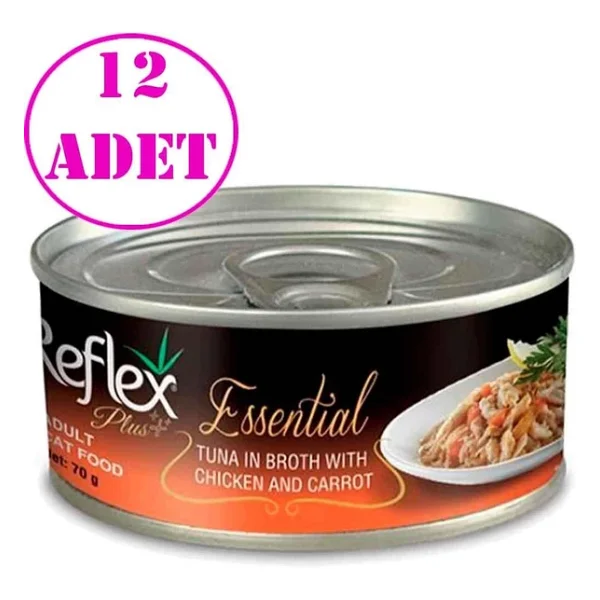 Reflex Plus Essential Ton Balıklı Tavuk ve Havuçlu 70 gr 12'li Yetişkin Konserve Kedi Maması - Görsel 3