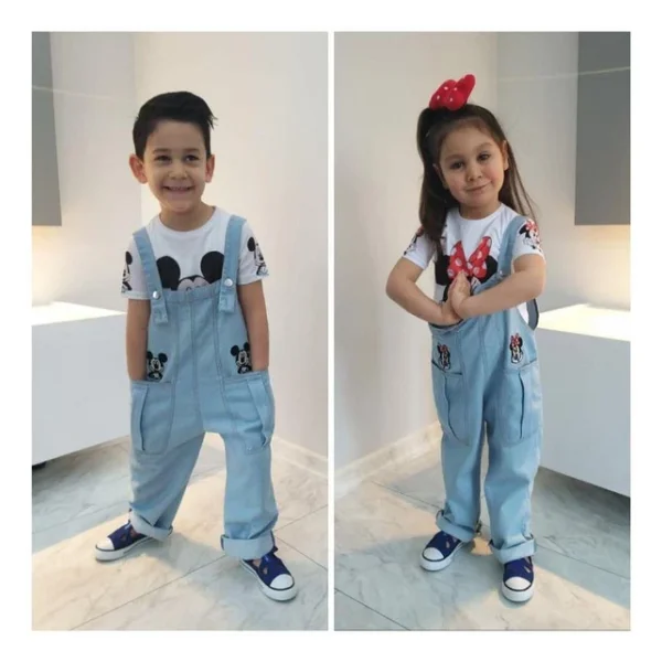 Modavals Mınnıe & Mıckey Tulum Kardeş Kombin Mıckey Bahçıvan Tulum & Tshırt - Görsel 3
