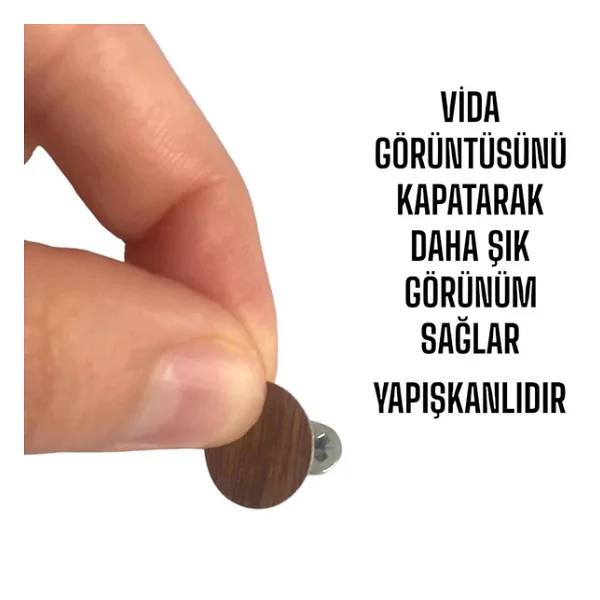 50 Adet Ceviz Vida Kapatıcı Ahşap Desenli Yapışkanlı Vida Tapası Tıpası Kapağı Vida Gizleyici - Görsel 2