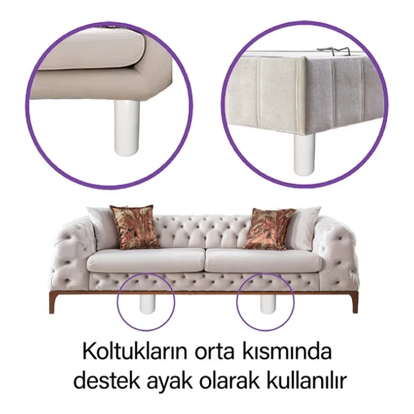 8 Adet Ayarli Destek Ayagi 9.5 X 14.5 Cm Beyaz Gizli Mobilya Kanepe Baza Koltuk Ayaklari Metrik 8 Civatali Ince Dis - Görsel 4